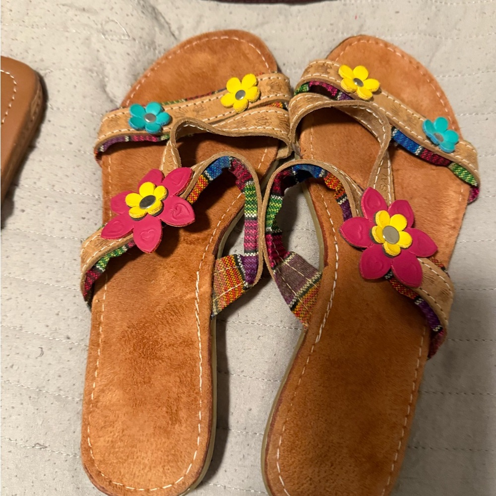 Colorful Floral Women's Sandals Mexican hand made
